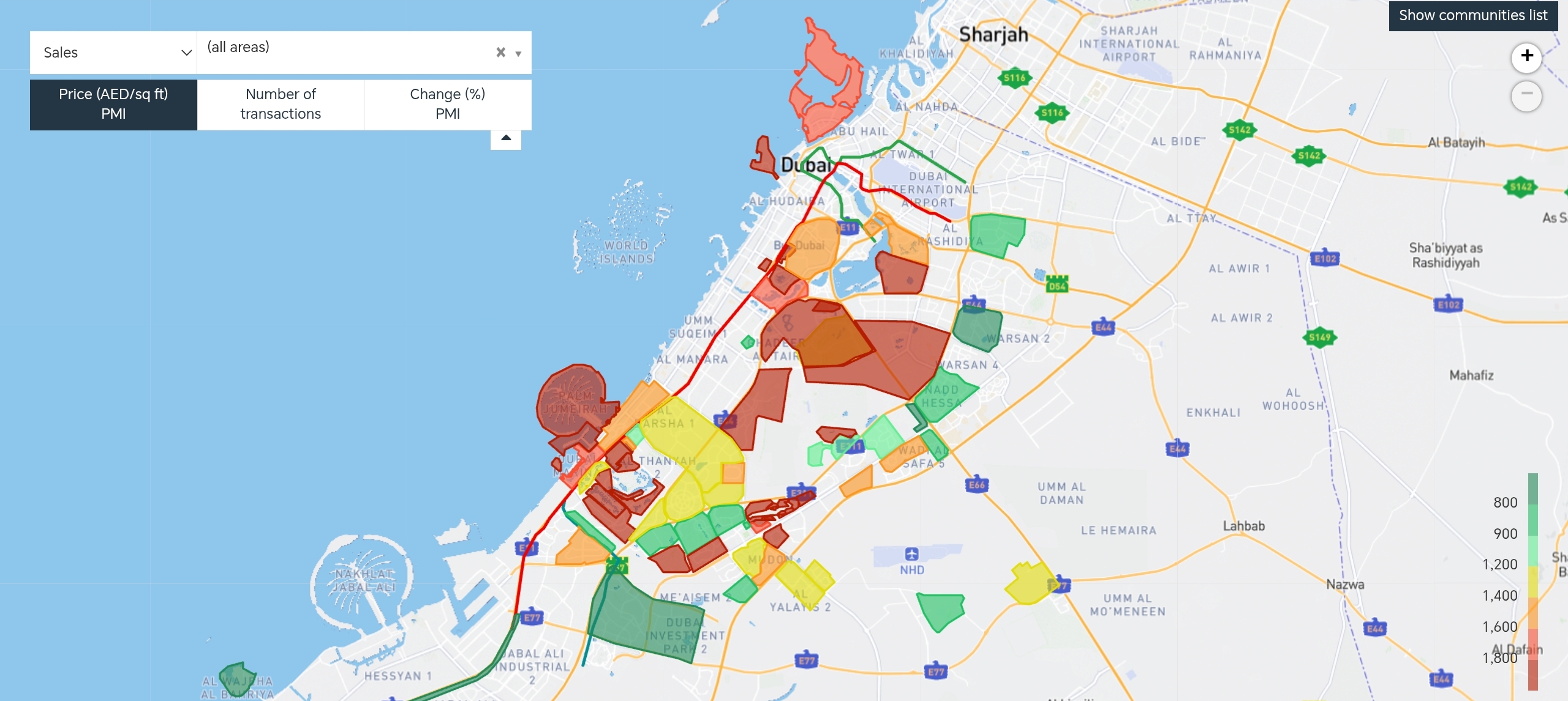 Dubai property price sqft